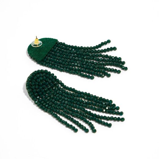 Green sparkle bead drop earrings